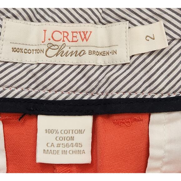 J. Crew Orange Broken In Chino Shorts 2 Lightweight Soft Flat Front Pockets - Picture 4 of 4